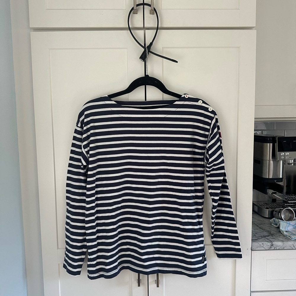 Navy and White Striped Long Sleeve Top